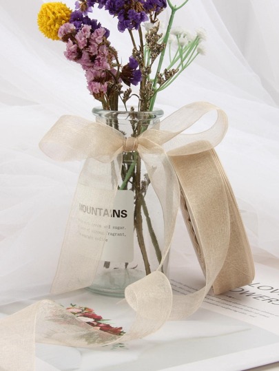 1 rouleau de ruban d'emballage cadeau unicolore, ruban décoratif en polyester abricot pour fête