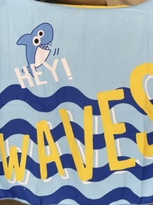 1入组鯊魚圖案兒童連帽浴巾，卡通超細纖維兒童連帽浴巾 - 彩色 - 查看 4