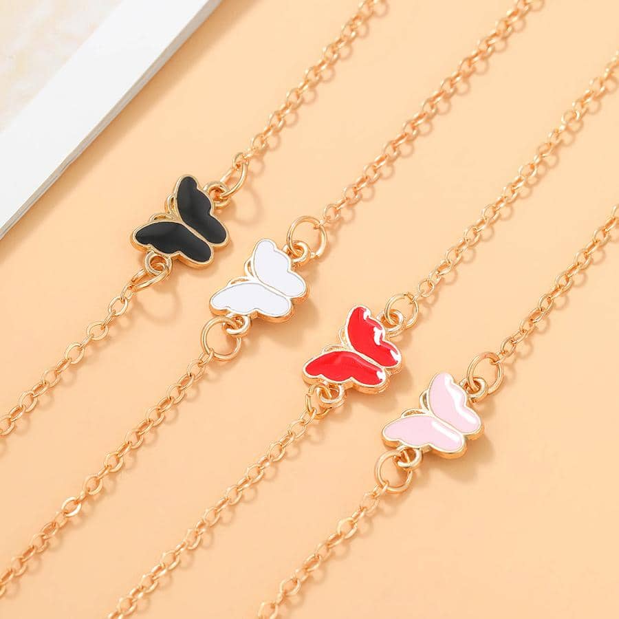 蝴蝶裝飾手鏈 - 白色 - 查看 1