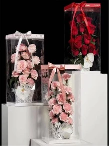 1入組透明花打包盒 - 白色 - 查看 3