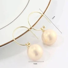 珍珠耳墜 - 卡其色 - 查看 6