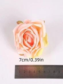 5pcs Artificial Rose Flower Head, Baby Pink Polyester Romantic Faux Flower For Party - Baby Pink - View 3