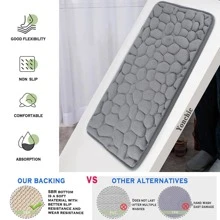 Thảm tắm bằng bọt hoạt tính nổi Pebble, Thảm phòng tắm thấm hút chống trượt, Thảm tắm, Thảm trải sàn cho phòng khách, Chậu rửa & bồn tắm nhà bếp, Thảm cửa - Xám - Xem 2