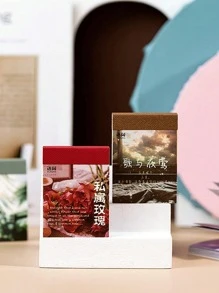 1 Pc Washi Tape Sticker Notebook, Fragrant Series Ins-Style Fresh Diary, Mini Notebook 1 Book With 50 Random Pages,School Supplies,Back To School - Maroon - View 2