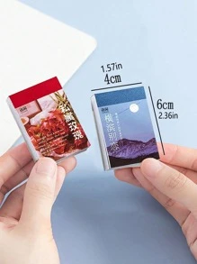 1 Pc Washi Tape Sticker Notebook, Fragrant Series Ins-Style Fresh Diary, Mini Notebook 1 Book With 50 Random Pages,School Supplies,Back To School - Maroon - View 4