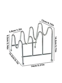 1 pieza Escurridor hierro plato almacenamiento plata hueco liso plato para doméstico - Plateado - Ver 7