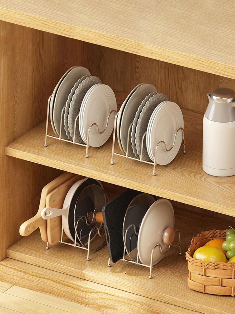 1 pieza Escurridor hierro plato almacenamiento plata hueco liso plato para doméstico - Plateado - Ver 1