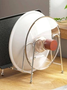 1 pieza Escurridor hierro plato almacenamiento plata hueco liso plato para doméstico - Plateado - Ver 6