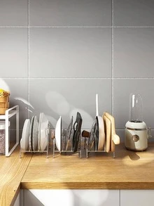 1 pieza Escurridor hierro plato almacenamiento plata hueco liso plato para doméstico - Plateado - Ver 3