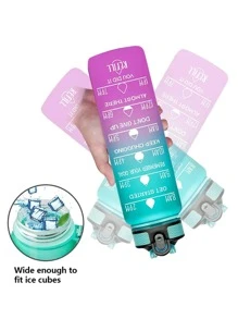 1 件带饮水时间和吸管的水瓶，带时间标记的激励水瓶，防漏，饮用运动水瓶，适用于健身、健身房和户外用水，返校用品 - 薄荷綠 - 查看 4