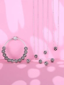 1 Máy Tính Thời Trang Đính Đá Cubic Zirconia & Chữ Trang Trí Bạc Tự Làm Đính Hạt Dành Cho Nữ Cho Tự Làm Trang Sức Làm - Bạc - Xem 2