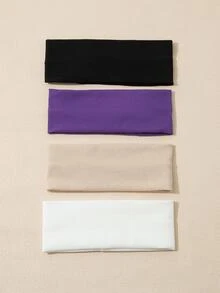 1/3/4 件纯色运动头带，休闲日常配饰 - 彩色 - 查看 2