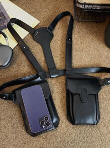 Men's Simple PU Leather Vest Chest Bag Fashion Outdoor Mobile Phone Bag College Bag For Books Multi-Functional Gifts For Men Men Bag Belt Bag Sling Bag Winter Fanny Pack Bum Bag Vacation Vintage Purse Side Bags Leather Bag Travel Essentials Retro Bag Valentine Day Valentines Gifts Valentine Gifts For Men Holiday Vintage School The Sporty Life Black Bag Gift Bag Bag Pack Waist Bag Spring Vintage Bags School Supplies