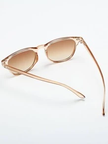 1 Pair Women's PC Rivet Square Frame Fashion Glasses, Suitable For Everyday Wear And Recreational Activities - Brown - View 3
