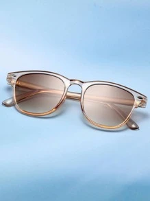 1 Pair Women's PC Rivet Square Frame Fashion Glasses, Suitable For Everyday Wear And Recreational Activities - Brown - View 5