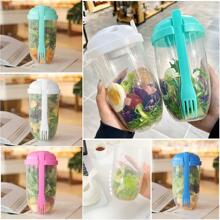 沙拉餐摇摇杯，DIY 新鲜沙拉杯，便携式水果蔬菜沙拉杯容器运动水壶，户外水壶 - 粉色 - 查看 5