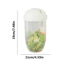 沙拉餐摇摇杯，DIY 新鲜沙拉杯，便携式水果蔬菜沙拉杯容器运动水壶，户外水壶 - 粉色 - 查看 2