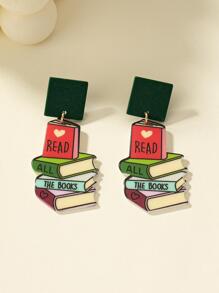 1 đôi bông tai thả sách thời trang cho phụ nữ để trang trí hàng ngày - Nhiều màu - Xem 1