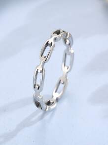 Đúng mốt Thiết kế dây xích Nhẫn Đối với phụ nữ Để Trang Trí Hàng Ngày Thép Titan Màu bạc - Bạc - Xem 1