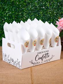 1套五彩紙屑圓錐架，簡約素色禮品盒家庭派對裝飾，婚禮裝飾 - 白色 - 查看 1