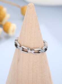 Đúng mốt Thiết kế dây xích Nhẫn Đối với phụ nữ Để Trang Trí Hàng Ngày Thép Titan Màu bạc - Bạc - Xem 2