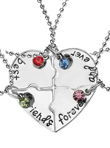 4 cái/bộ Rhinestone Trang Trí Vòng Cổ Mặt Dây Chuyền Trái Tim - Nhiều màu - Xem 1