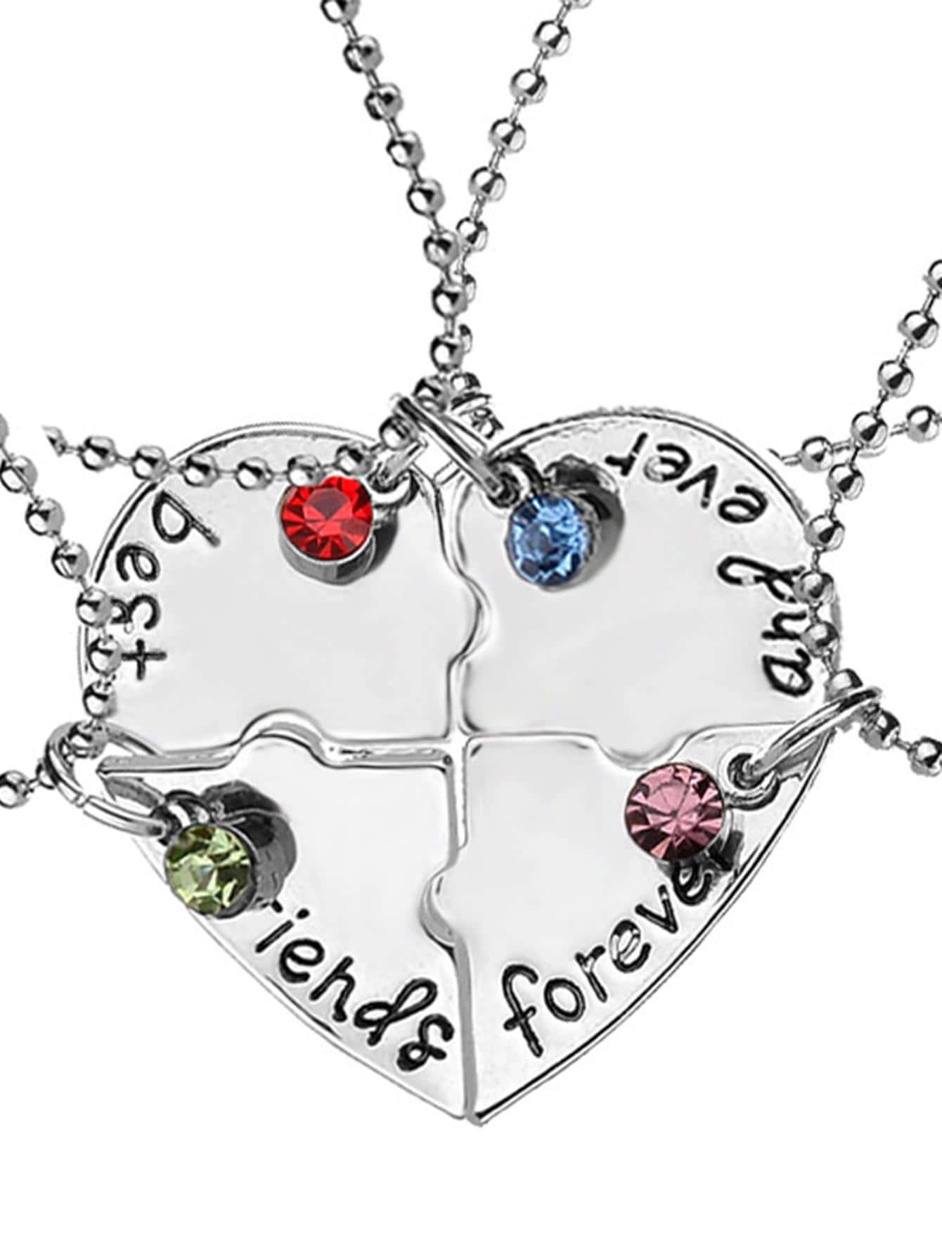 4 cái/bộ Rhinestone Trang Trí Vòng Cổ Mặt Dây Chuyền Trái Tim - Nhiều màu - Xem 1