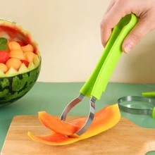 3-In-1 Fruit Carving Tool Set Including Fruit Baller, Melon Baller And Carving Knife - Green - View 5