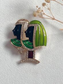 水鑽裝飾人物設計胸針 - 彩色 - 查看 3