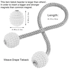 2 cái Faux Pearl Decor Rèm từ tính - Màu vàng - Xem 5