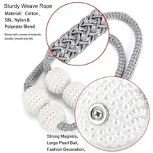 2 cái Faux Pearl Decor Rèm từ tính - Màu vàng - Xem 4