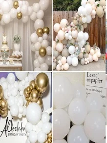 Bebé 138 piezas Kit de guirnalda de globos mate puro blanco para de cumpleaños boda - Blanco - Ver 6
