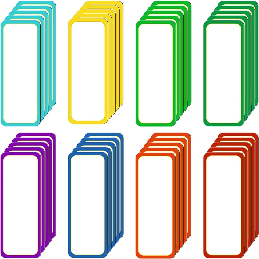 40 片白板磁性標籤，磁性乾擦標籤姓名標籤標籤板可寫可擦除多色磁性貼紙適用於教室冰箱（3x8 厘米/1.18x3.15 英寸） - 彩色 - 查看 1