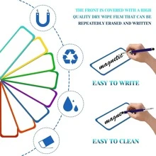 40 片白板磁性標籤，磁性乾擦標籤姓名標籤標籤板可寫可擦除多色磁性貼紙適用於教室冰箱（3x8 厘米/1.18x3.15 英寸） - 彩色 - 查看 4