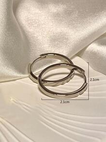 Nooxian 極簡圓耳環 - 銀色 - 查看 3