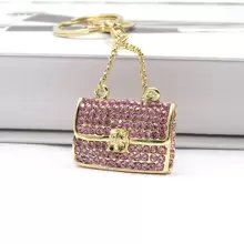 1 pieza Accesorio de moda para bolso de mujer, llavero metálico 3D con tachuelas de diamantes de imitación, idea de regalo para la decoración del automóvil y el llavero de la cartera