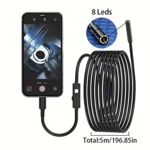 1 pieza Cámara de endoscopio con puerto micro USB compatible con iPhone, Ip67 a prueba de agua, con 8 luces LED, adecuada para inspección de automóviles, inspección interna de aire acondicionado, inspección de tuberías industriales, etc. Endoscopio USB para teléfonos móviles, computadoras, inspección de boroscopio, cámara en serpiente - Negro - Ver 7