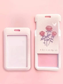 1 hộp đựng thẻ văn phòng in hoa hồng có dây buộc - Hồng - Xem 5