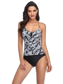 图案印花比基尼夏日海滩 - 黑色 - 查看 1