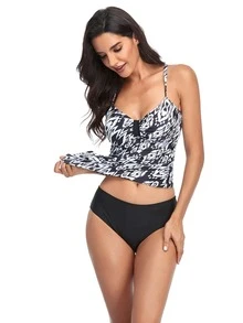 图案印花比基尼夏日海滩 - 黑色 - 查看 2