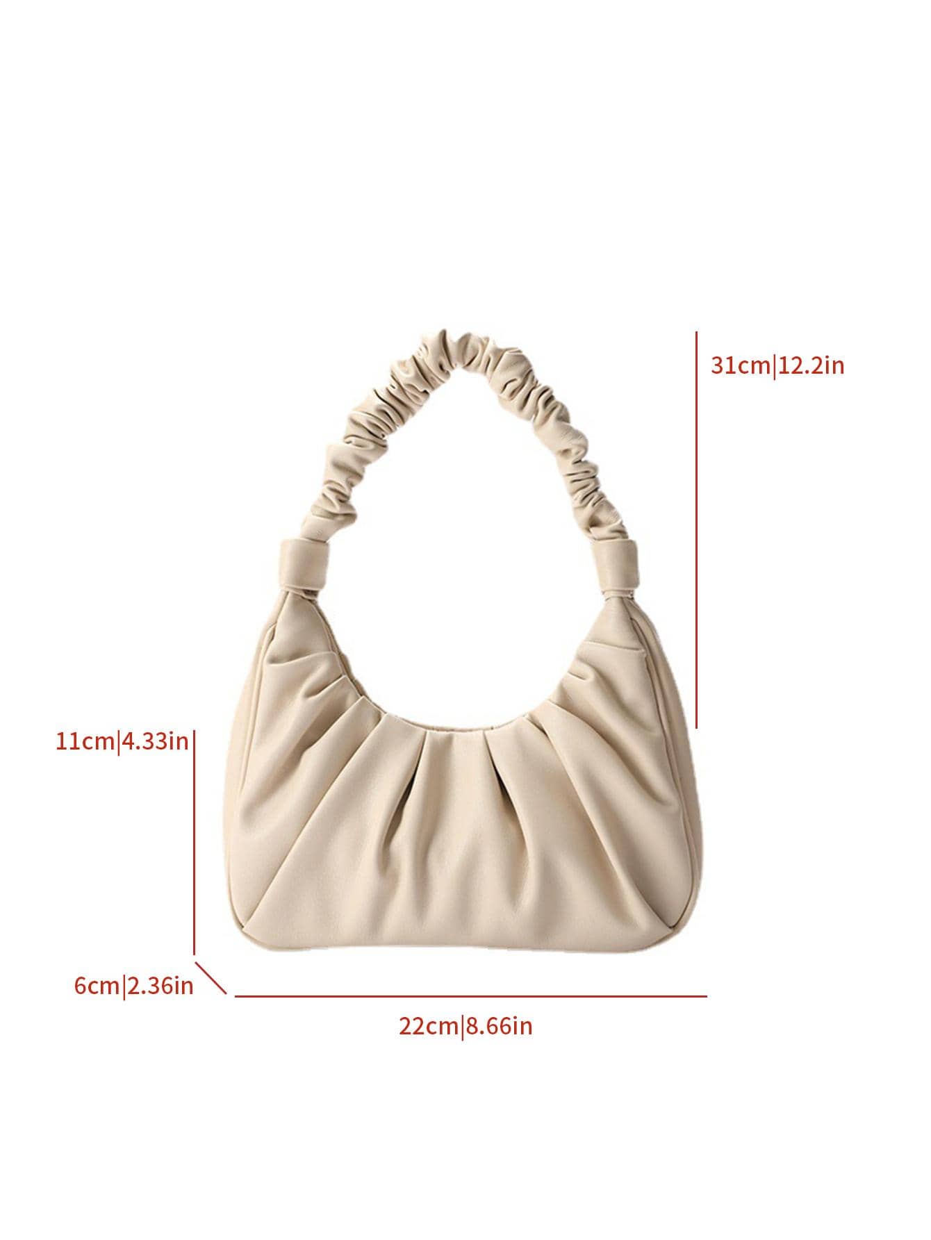 Fashionable Pleated Cloud Design Versatile Shoulder Bag - Apricot - View 6