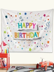 標語圖案掛毯 - 彩色 - 查看 1