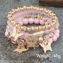 4 cái/bộ Vòng Tay Đính Hạt Charm Bướm - Hồng - Xem 4