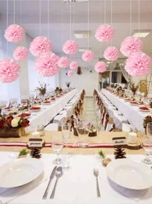 9入組裝飾紙絨球 - 珊瑚粉 - 查看 1