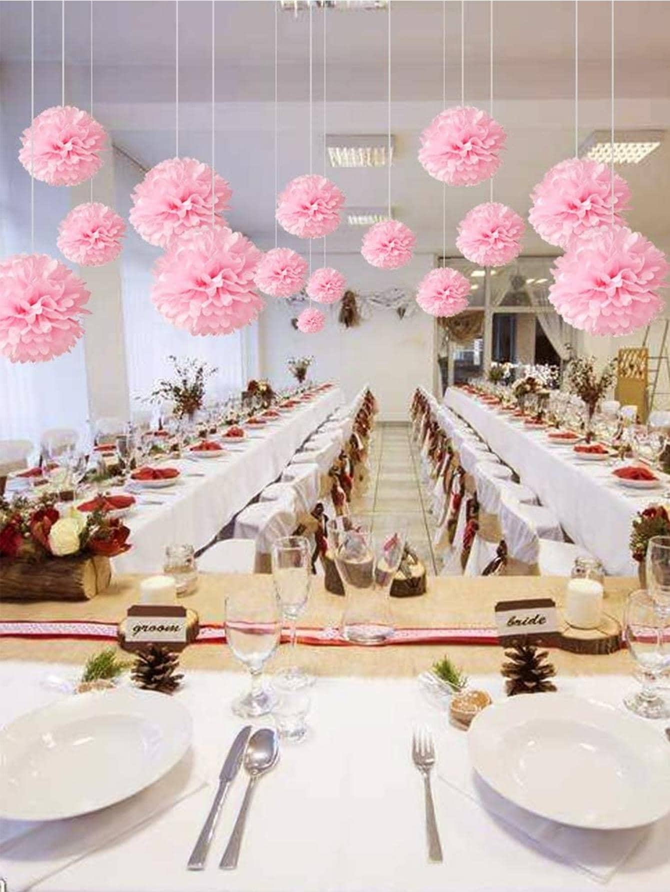 9入組裝飾紙絨球 - 珊瑚粉 - 查看 1