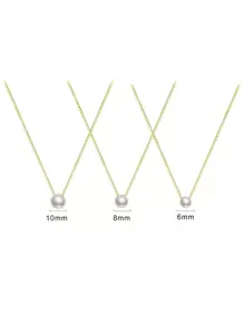 ESBERRY 1件 6mm-10mm 简约 S925 纯银单颗珍珠项链，女士珠宝，婚礼新娘配饰 - 金色 - 查看 6