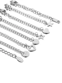 10 Chiếc Thép Không Gỉ Đuôi Nối Dài Dây Chuyền Tự Làm Trang Sức Kết Nối Với Tôm Hùm Móc Làm Phụ Kiện - Bạc - Xem 2