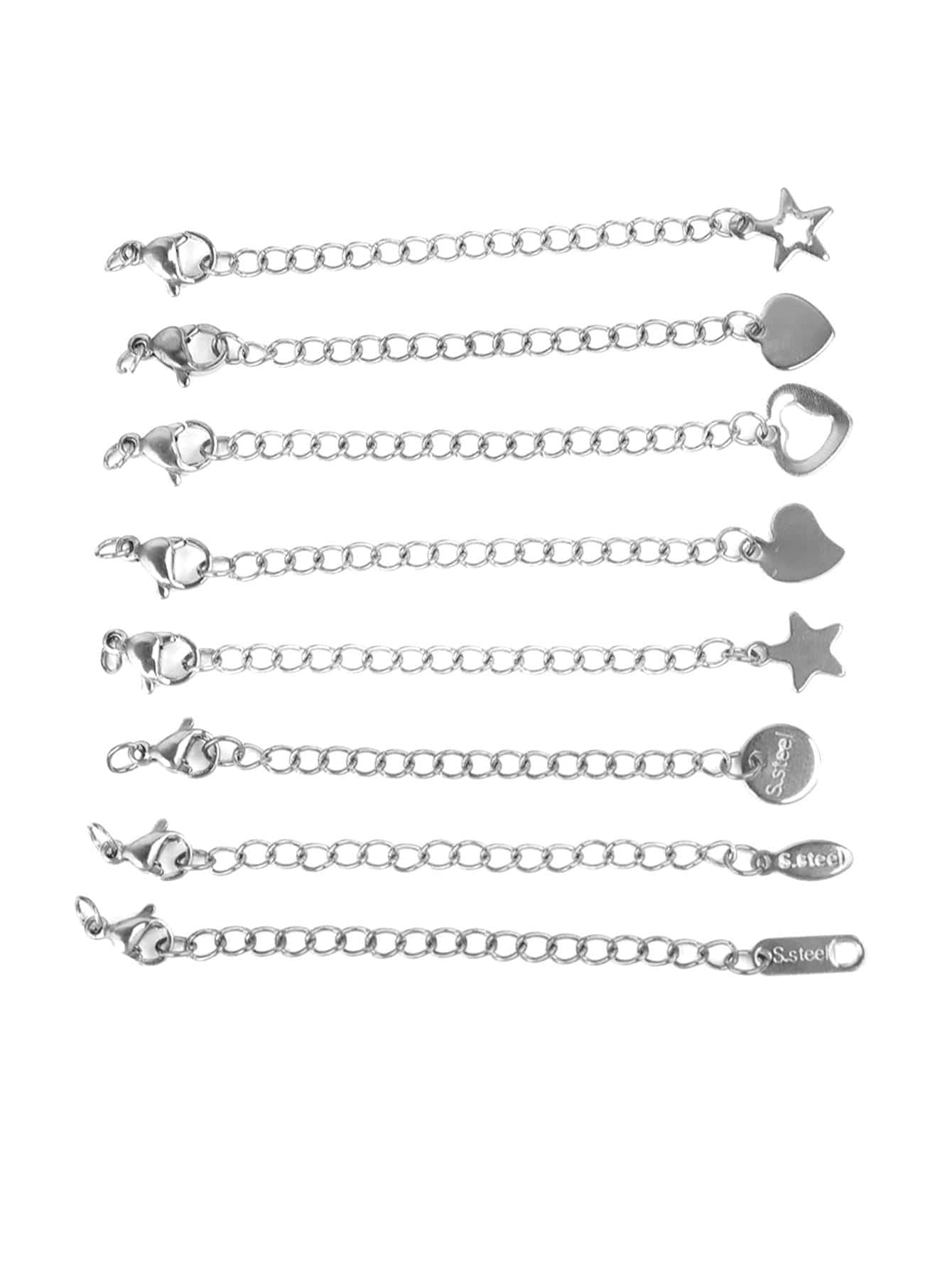 10 Chiếc Thép Không Gỉ Đuôi Nối Dài Dây Chuyền Tự Làm Trang Sức Kết Nối Với Tôm Hùm Móc Làm Phụ Kiện - Bạc - Xem 1