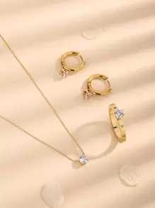 4 cái/bộ Bộ Trang Sức Trang Trí Rhinestone - Vàng - Xem 6