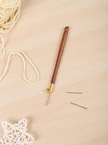 Beechwood French Embroidery Wooden Handle Punch Needle/ Beadwork Hook Flower Embroidery Set (3 Needle Heads) - Brown - View 3